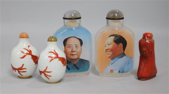 Five Oriental snuff bottles